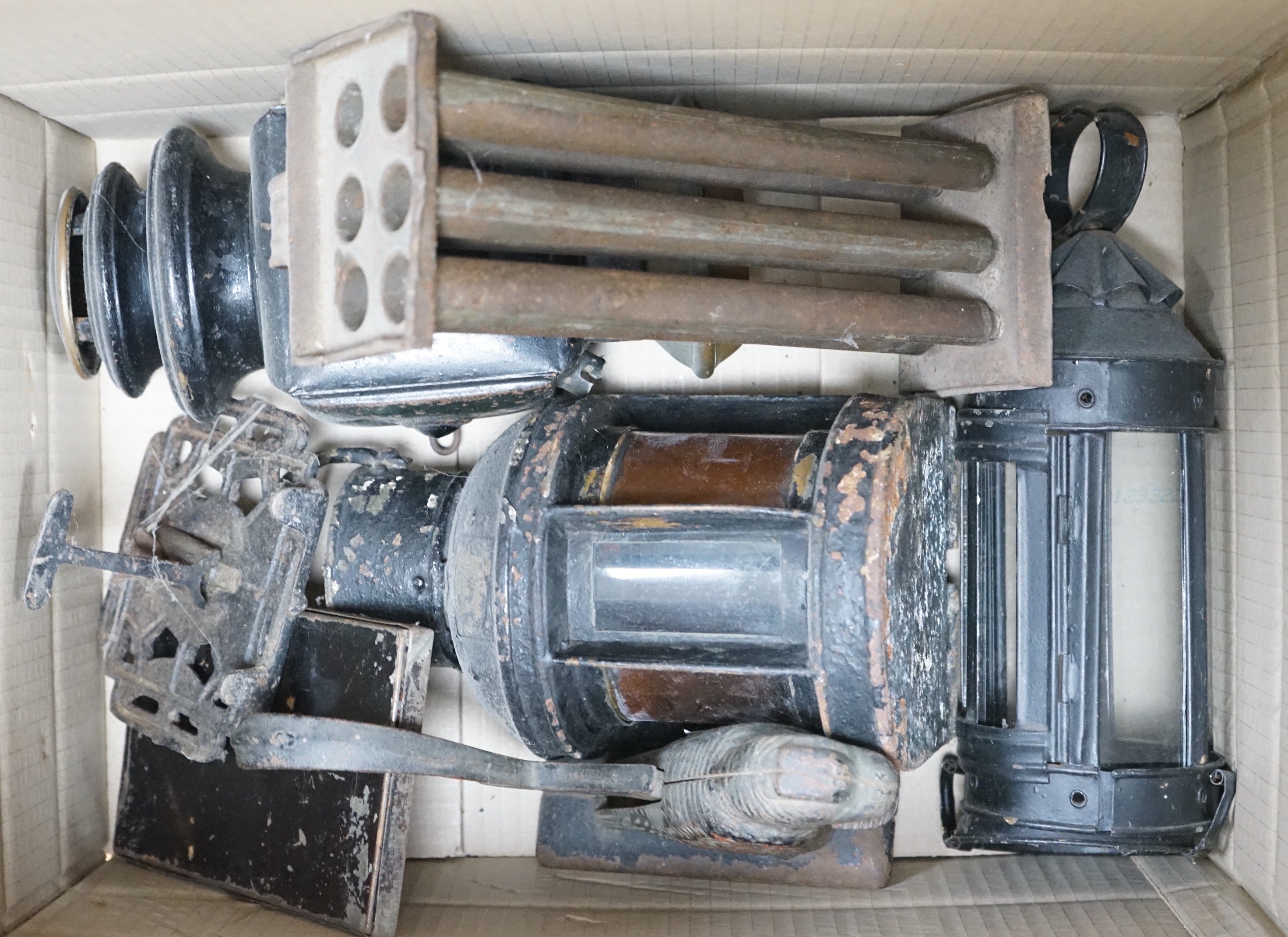 Mixed metal wares to include a lantern, nutcracker etc